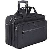 KROSER Rolling Laptop Bag Premium Wheeled Briefcase Fits Up to 17.3 Inch Laptop Water-Proof Overnight Roller Case Computer Bag with RFID Pockets for Travel/Business/School/Men/Women-Black