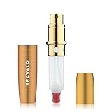 Travalo LUX Perfume Atomizer | Travel Refill U-Change System TSA Approved | Reusable Airtight Easy Fill Mini Pump Sprayer | Lightweight Portable | Brushed Polished Metal Alloy Outer Shell Gold 0.17oz