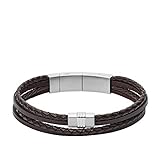 Fossil Men's Leather Braided Leather Bracelet, Color: Brown (Model: JF02934040)