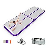 EZ GLAM Air Mat Track Inflatable Gymnastics Tumbling Mat with Electric Air Pump for Cheerleading/Practice Gymnastics/Beach/Park/Home use (10ftx3.3ftx4in(3x1x0.1m), purple)
