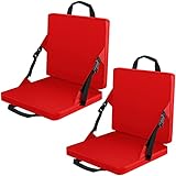 Tatuo 2 Pcs Stadium Seats Boat Canoe Kayak Seat Stadium Seats for Bleachers with Back Support for Indoor Outdoor Sport Events Bleacher Outing Traveling Hiking Fishing Camping Hiking, Red