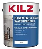 KILZ Interior/Exterior Basement and Masonry Waterproofing Paint, White, 1-gallon