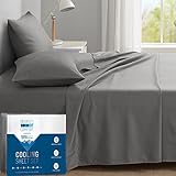 Degrees of Comfort Coolmax Cooling Sheets for King Size Bed | Best Sheet Set for Hot Sleepers | Soft, Deep Pocket, Grey, 4-Pcs
