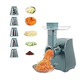 Electric Cheese Grater, Cheese Grater Electric, One-Touch Control Electric Grater Machine for Vegetable, Fruits, Potato, Electric Cheese Shredder, Salad Maker with 5 Free Attachments, Green, ASLATT