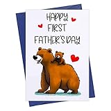 FaCraft Happy First Father Day Card, 1st Father's Day Gift from Baby Boy Girl,Funny First Fathers Day Gift Card with Envelope Fathers Day Day Greeting Card for First Time Dad Dad to be New Dad Gifts