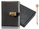 Houseware Homes Premium Diary with Lock & Pen for girls, boys, kids & women - Cute planner journal with lock- Sequined writing & aesthetic notebook with passcode - Special Black PU Leather hardcover
