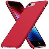 ORNARTO Designed for iPhone SE Case 2022, iPhone SE 2020/iPhone 7/8 Case, Slim Liquid Silicone Soft Gel Rubber Case Cover for iPhone 7/8/SE 4.7 inch with Open Bottom-Red