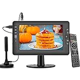 Jexiop 9' IPS Screen Small TV,Portable TV with Digital ATSC Tuner, USB Port, AV Input, Built-in Rechargeable Battery Operated TV, Mini TV for Camping Caravan Kitchen