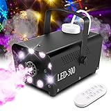 Upgraded Halloween Fog Machine with LED Lights - Smoke Machine with Colorful Strobe Effect, Wireless Remote Control, Continuous Fog for Wedding, Halloween, Christmas, Party and Stage Effect