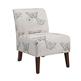 Linon Butterfly, Dark Espresso Linen Lily Chair, 21.5' W x 29.5' D x 31.5' H