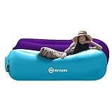 Nevlers 2 Pack Blue & Purple Inflatable Loungers Air Sofa Perfect for Beach Chair Camping Chairs or Portable Hammock and Includes Travel Bag Pouch and Pockets | Camping Accessories Blow up Lounger