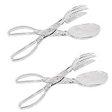 Set of 2 Large Salad Tongs, 11 Inch Long Clear Plastic