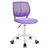 Giantex Kids Desk Chair, Adjustable Children Study Chair, Swivel Chair Armless Mesh Task Student Chair, Child Desk Chair with Adjustable Height & Lumbar Support Computer Chair (Purple)