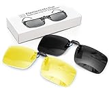ElementsActive Polarized Clip On Sunglasses for Driving with UV Protection with Flip Up Sunny and Low Light Combo Set - Slim Clip Design
