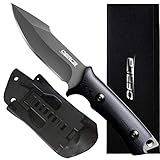 OERLA TAC Knives OLF-1009 Fixed Blade Outdoor Camping Hunting Field Knife 420HC Stainless Steel with Black G10 Handle Waist Clip EDC Kydex Sheath