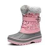 DREAM PAIRS Boys Girls Mid Calf Winter Warm Snow Boots Kriver-3 Pink Size 2 Little Kid
