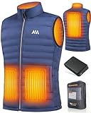 SowYee Heated Vest with 20000mAh Rechargeable Battery Pack Included, 3s Heating Electric Lightweight Warm Jacket, Blue, XXL