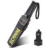 RANSENERS Handheld Metal Detector Super Scanner, Security Wand Safety Bars, Portable Adjustable Sound & Vibration Alerts, Detects Weapons Knivers Screw (Stronger Sensitivity, Black, with Light )
