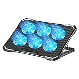 ICE COOREL Laptop Cooling Pad with 6 Cooling Fans for 14-17 Inch, Gaming Laptop Cooler Stand with 6 Height Adjustable, Notebook Pad with Two USB Port [2022 Version]