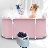 HotMax Portable Foldable Hot Tub with Sauna Steamer, Soaking Bathtub for Adults, Hot Bath Tub, Family Bathroom SPA Tub, Freestanding Bathtubs