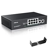 8 Port Full Gigabit PoE+ Switch with Rack Mount Ears, with 2 Gigabit Uplink Ports Up to 30W Per PoE Port, Total Budget 120W, 48 Volt 803.af/at Compliant, Compatible with PoE IP Cameras VOIP Phones