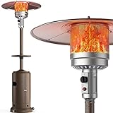 Ciays 48,000 BTU Outdoor Propane Patio Heater with Wheels, Auto Shut-off Tilt Valve, A 10-foot Radius Heat Reflector, Add Warmth and Ambience to Backyard, Patio, Party, Bronze, Large, (CIPH1)