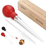 Kendane Turkey Baster With Cleaning Brush, Baster Syringe for Home Baking and Roaster Turkey, Include Detachable Food Grade Bulb with Double Scales for BBQ Grill Baking Kitchen Cooking，RED