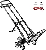 VEVOR Stair Climbing Cart, Heavy-Duty Hand Truck Dolly 460 lbs Load Capacity, Foldable Stair Climber Hand Trucks with Adjustable Handle, All Terrain Cart for Stairs with 6 Wheels