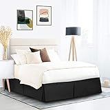 Pleated Bed Skirt Easy Fit Bed Skirt 19 Inch Tailored Drop - King 78 x 80 Inches - Black - 1000 Thread Count Brushed Egyptian Cotton Wrinkle Resistant
