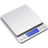 Toprime Digital Gram Scale 500g 0.01g Food Scale High Precision Kitchen Scale Multifunctional Stainless Steel Pocket Scale with Back-Lit LCD Display Tare PCS Features Silver