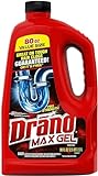 Drano Max Gel Drain Clog Remover and Cleaner for Shower or Sink Drains, Unclogs and Removes Hair, Soap Scum, Blockages, 80 oz