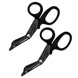 Ever Ready First Aid Autoclavable Titanium Bonded Bandage Shears 7 1/4' Bent - Tactical Stealth Black - 2 Pack