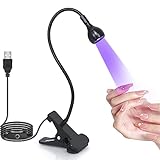 Geisofu UV Light Gooseneck UV Lamp for Nails 365+395nm 3w Black Light LED UV Nail Lamp with Clamp for Gel Nails Ultraviolet Curing UV Nail Lamp 5v USB Input UV Light with 4 Levels Dimming