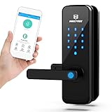 MAXFREE Fingerprint Electronic Door Lock, Keyless Entry Bluetooth Touchscreen Keypad Smart Lock with Reversible Lever and APP for Home, Office, Apartment, Hotel or Garage (Black)