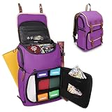 ENHANCE Designer Edition Trading Card Full Sized Backpack - MTG Deck Bag, Card Binder Space, TCG Deck Box Storage, Playmat Holder - Compatible with Magic the Gathering, Pokemon, (Canvas Look - Purple)