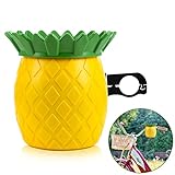 Tinideya Bike Pineapple Drink Holder, Cute Bicycle Coffee Cup Holder with Metal Clamp, Water Bottle Cages for Beach Cruiser Handlebars Accessories