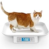 Digital Pet Scale for Puppy and Cats, Puppy Whelping Supplies Scale, Weigh Capacity 33 lbs (±0.03oz), Removable Tray Size 13.4 x 9.5 Inch, A Pet Scale for Adult Cats and Small Animals (Grey)