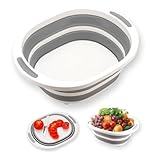 Mecyfaty Collapsible wash basin with 8L capacity, functions as both a dish basin and a cutting board. Portable and suitable for use as a dish pan for kitchen sinks, camping sinks