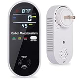 Carbon Monoxide Detector Plug in Wall, WESHLGD Portable Carbon Monoxide Detector for Travel, 3-in-1 CO Detector for Home and Travel Camping(CO Gas Meter Temperature Humidity Sensor)