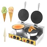 Dyna-Living Commercial Ice Cream Cone Maker Electric Waffle Cone Maker Stainless Steel Ice Cream Waffle Cone Machine Nonstick Mold for Restaurant, Bakeries, Snack Bar Use (110V 2400W)