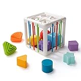 LiKee Montessori Toys for 1+ Year Old, Shape Sorter Baby Toys for Boys Girl Birthday Gift, Colorful One Year Infant Toddler Toy, 10pcs Sensory Blocks Developmental Learning &Fine Motor Skill 18+ Month