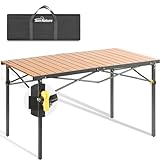 Join Nature Sturdy Folding Camping Table Roll Up Aluminum Top Portable Stable Picnic Table with Carry Bag for Beach, Backyard, Lawn, Tailgating, Loads 220 Lbs