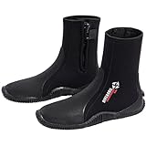 Skyone Neoprene Dive Boots Men Women, Surf Booties Scuba Diving Boots 5MM, Wetsuit Booties Scuba Shoes with Anti-Slip Premium Rubber Sole for Sailing Snorkeling Boating (Black, Mens 10 / Womens 11)
