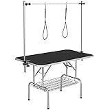 Yaheetech 45-inch Large Heavy Duty Pet Dog Grooming Table W/Adjustable Overhead Arm, Clamps, Two Grooming Noose, Tray