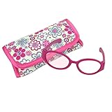 Sophia's Hot Pink Doll Eyeglasses with Plastic Oval Frame & Flower Print Fabric Case Accessory 2 Piece Set for 18' Dolls, Hot Pink