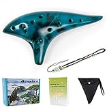 Ocarina,12 Tones Alto C Ceramic Ocarina Musical Instrument with Song Book Neck String Neck Cord Carry Bag Good Gift for Adults Beginners (Blue) Xmas Gifts