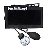Dixie EMS Deluxe Aneroid Sphygmomanometer Blood Pressure Set W/Adult Cuff, Carrying Case and Calibration Tool - Black