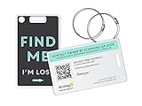 Dynotag® Web Enabled Smart Fashion Luggage ID Tags, with DynoIQ™ & Lifetime Recovery Service. 2 Identical Tags+Chains (Find Me!)