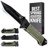 Spring Assisted Knife – Survival Tactical Knife with Black Tanto Blade – Japanese Ninja Pocket Knives & Folding Knives for Outdoor Hunting Camping Self Defense Military – Birthday Gifts for Men 6688 BG