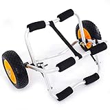 Cart Canoe Dolly Fishing Foldable Paddle Board Trolley Boat Trailer Transport with Tires Wheels and Ratchet Straps (U-Shape)
